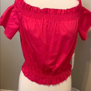 Cute off the shoulder top in hot pink 16 inches